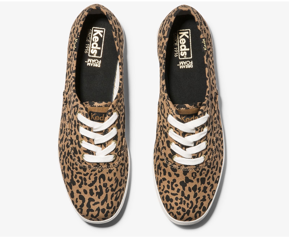 Πανινα Παπουτσια Γυναικεια - Keds Washable Champion Animal - Καφε - SRLGF4892